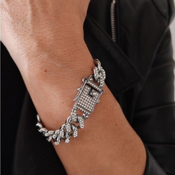 Silver Plated Rhinestone Cuban Link Iced Necklace - Picture 3 of 8